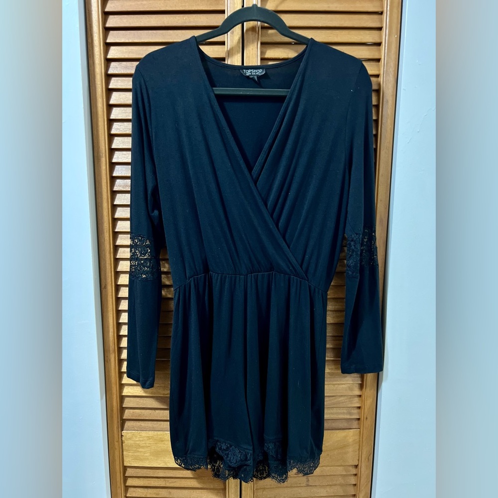 Topshop Black Lace Trim Romper